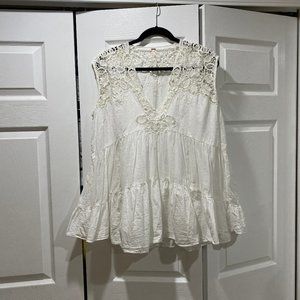 Free People white tiered tunic top size S